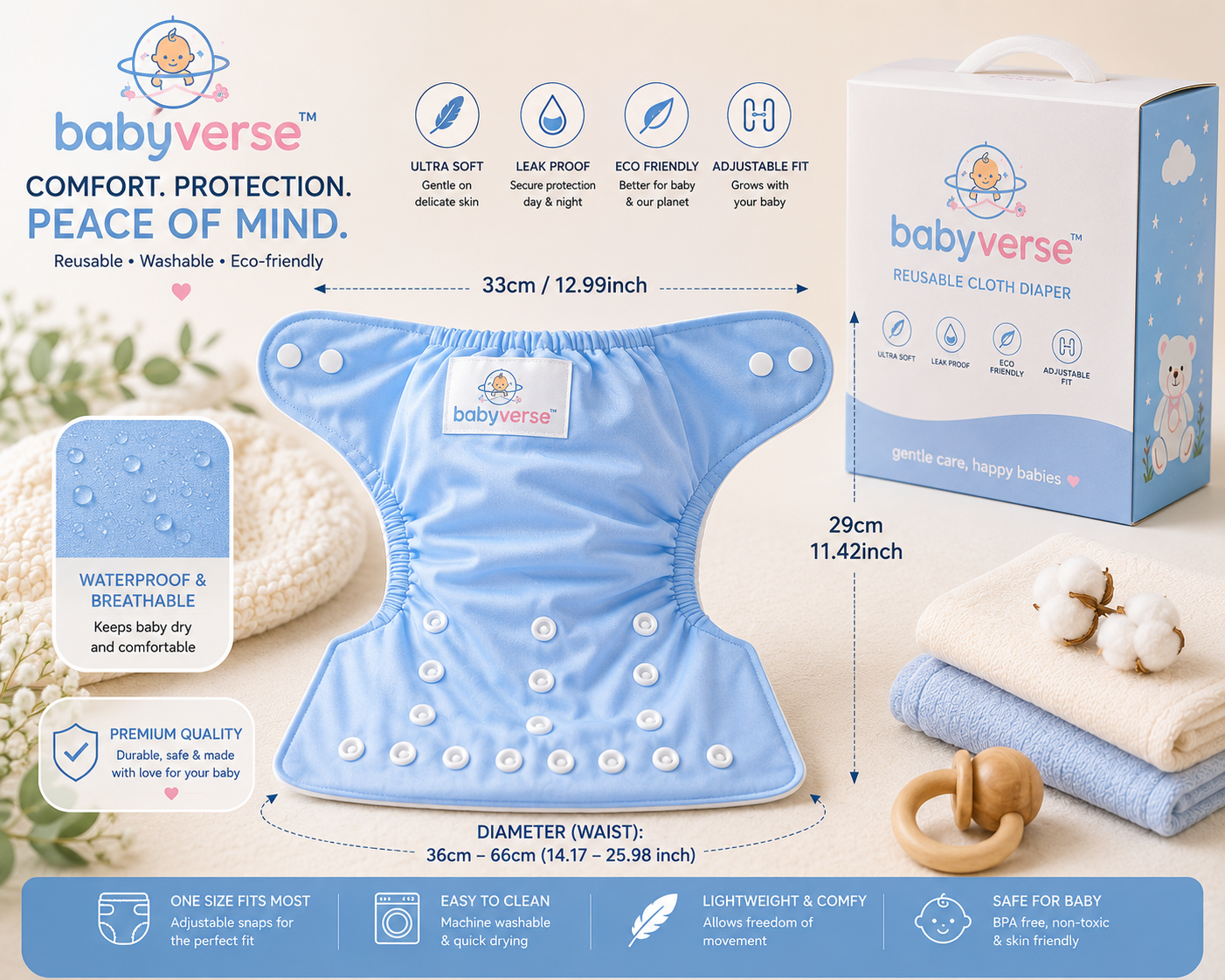 BabyVerse™ GentleCare Reusable Diaper